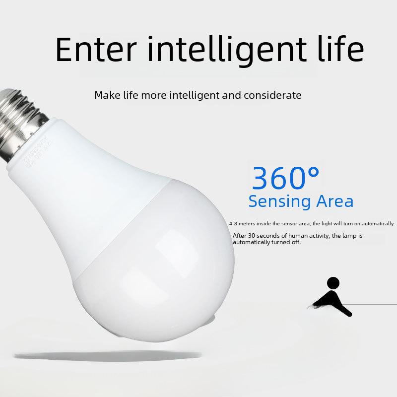 "E27 LED Infrared Motion-Sensor Sound & Light Control Bulb for Corridors"