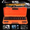 10-32mm 1/2" Inch Drive Deep Impact Metric Socket Set Air Garage Sockets 15pc New