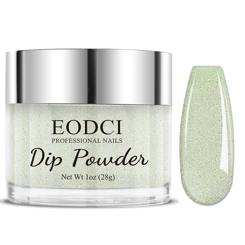Green Glitter Glitter Nail Dip Powder, Dipping Powder - No Needed Nail Lamp Curing - Long Lasting Nail Manicure Colors - Nail Color for Professionals