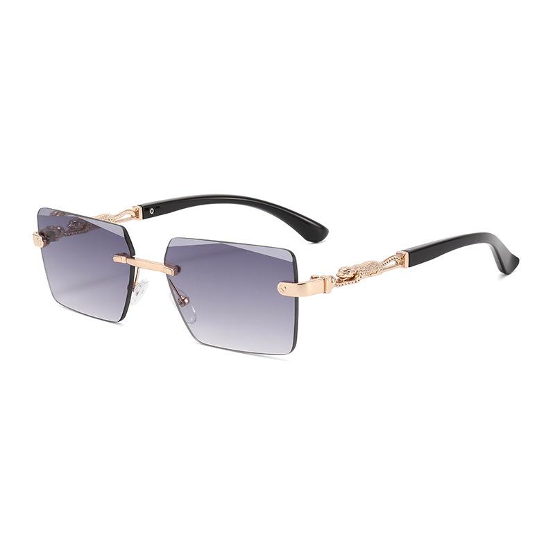 

Retro Cutting Edge Personalized Oval Women Sunglasses Fashion Brand Designer Rimless Gradient Lens Shades UV400 Men Sun Glasses серый