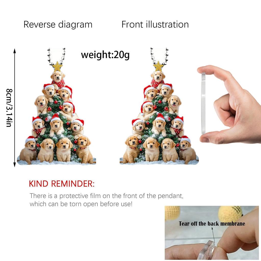 Christmas Acrylic Flat Cartoon Decorative Pendants, Christmas Tree Decorations, Car Pendant Decorations