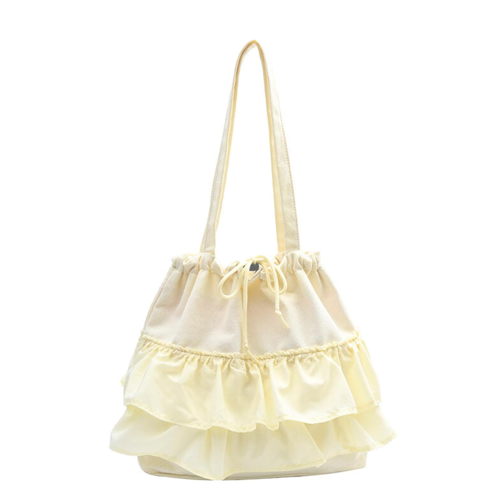 

Harujio Tote Frilled Tote Shoulder Drawstring Travel Popular Bag, Bag, Bag, Bag, Women s, White, Black, Stylish, Cute, Bag, Trendy, (White) білий