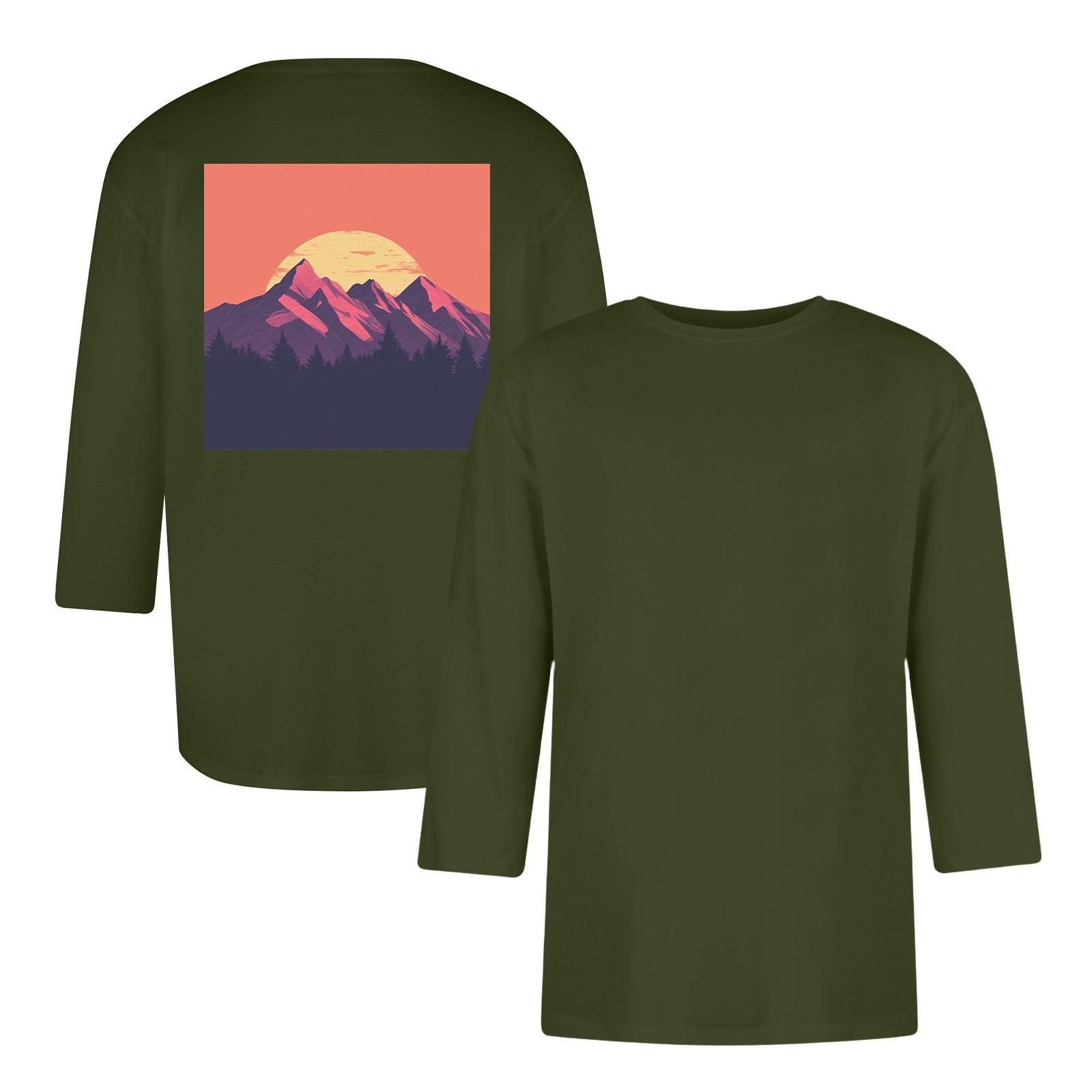 

Мужская повседневная и модная футболка с принтом, с круглым вырезом и рукавом три четверти L