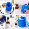 2-in-1 Silicone Ice Cube Mold & Ice Tray, Large Circular Ice Bucket, Portable Dark Blue Ice Maker for Summer Drinks