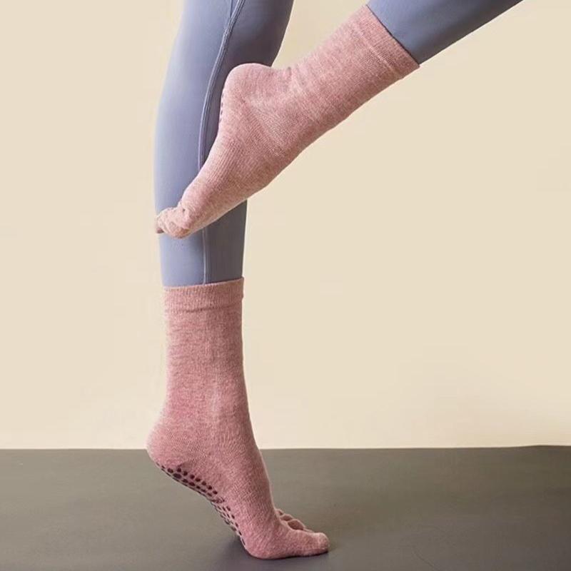 Damskie, solidne, kropkowane, gumowe, zimowe, długie, ciepłe, łydkowe, pięciopalczaste, do ćwiczeń na podłodze, do jogi, antypoślizgowe, bawełniane, w paski, sportowe, do pilatesu