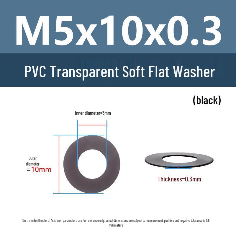 Yigu Black PVC Insulating Waterproof Flat Washer (M2-M10, M4-M5)