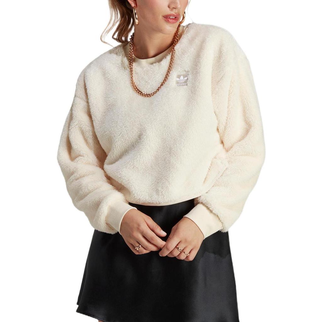 adidas Originals Solid Logo Embroidered Crewneck Sweatshirt Women Sweatshirt White IC2259