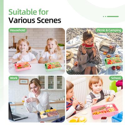 1 Stück Bento Lunchbox mit großem Fassungsvermögen Mikrowellen-Bento-Box Auslaufsichere Versiegelung Tragbarer unterteilter Frischhalte-Lebensmittelbehälter