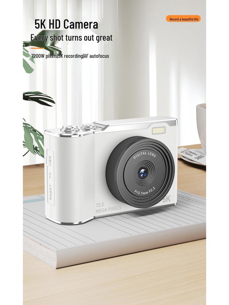 Retro 5K HD Flip Screen Mirrorless Camera for Outdoor Shots and Student Selfies