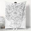 1pc Rose Line Art Pattern Flannel Blanket, DIY Coloring Blanket, Autumn/Winter Warm Throw Blanket, Living Room Sofa Leisure Blanket, Bedroom Bed Cover