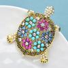 Vintage Turtle Brooch for Women Unisex Rhinestone Swimming Sea Animal Party Casual Corsages Pins Gifts