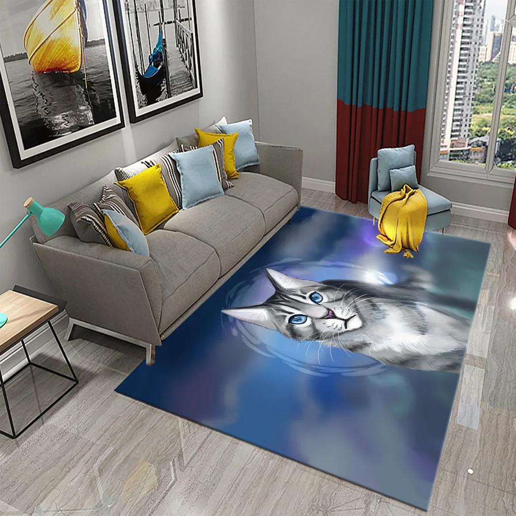 3D Cute Fantasy Cartoon Cat Carpet for Bathroom Kitchen Entrance Anti-Slip Mats Bedroom Doormat Living Room Welcome Decor Mats