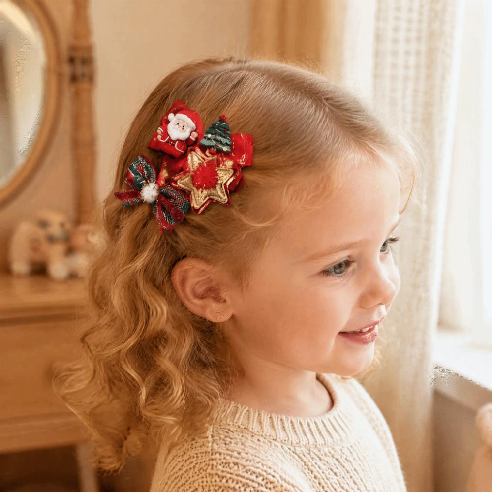 Resin Christmas Hair Clip Set 5PCS/Set Xmas Barrettes Sweet Christmas Hairpin  Hair Accessories