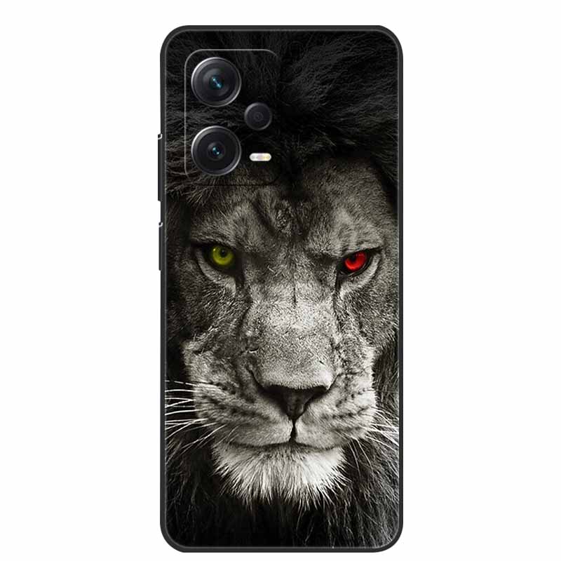Weiche Hülle für Xiaomi Redmi Note 12 Pro 5G Case Schwarz TPU Silikon Hüllen für Redmi Note 12 Turbo 5G / Note12 Pro Plus Pro+ Wolf