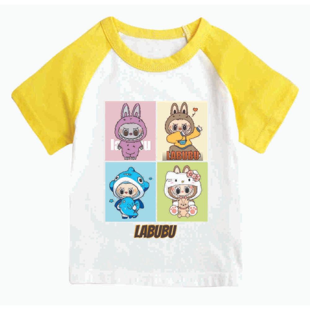 

Labubu Girls and Children s Short Sleeved Fashionable and Versatile Round Neck T-shirt, Casual and Comfortable Cute Style Top 100