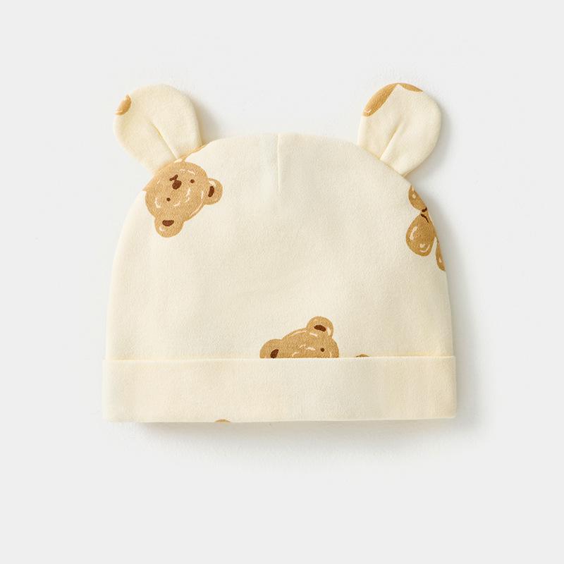 

Newborn Pure Cotton Double-Layer Windproof Hat, 0-3 Months, Fontanelle Protection, Warm & Boneless One Size (Height 14cm, Circumference 17cm)