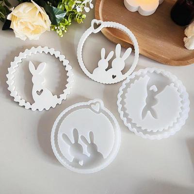Easter Bunny Pendant Silicone Mold DIY Epoxy Resin Plaster Concrete Drip Glue Mold Easter Decoration Bunny Pendant Casting Mold