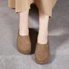 Spring and Summer Genuine Leather Single-shoe Women's Soft-soled Retro Round-toe Thick Cowhide One-foot Driving Lazy Shoes