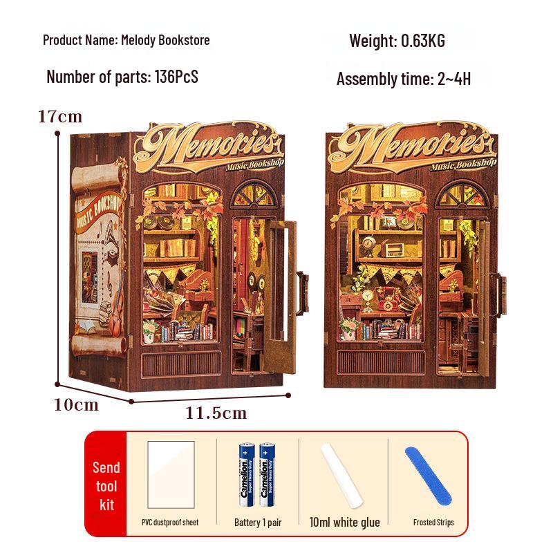CuteBee Owl Bookstore Miniature DIY Cottage Bookend