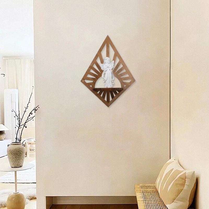 1 buc Cadru de Perete Geometric din Pin Decorativ Suport de Perete pentru Afișare Raft Plutitor 11x14in