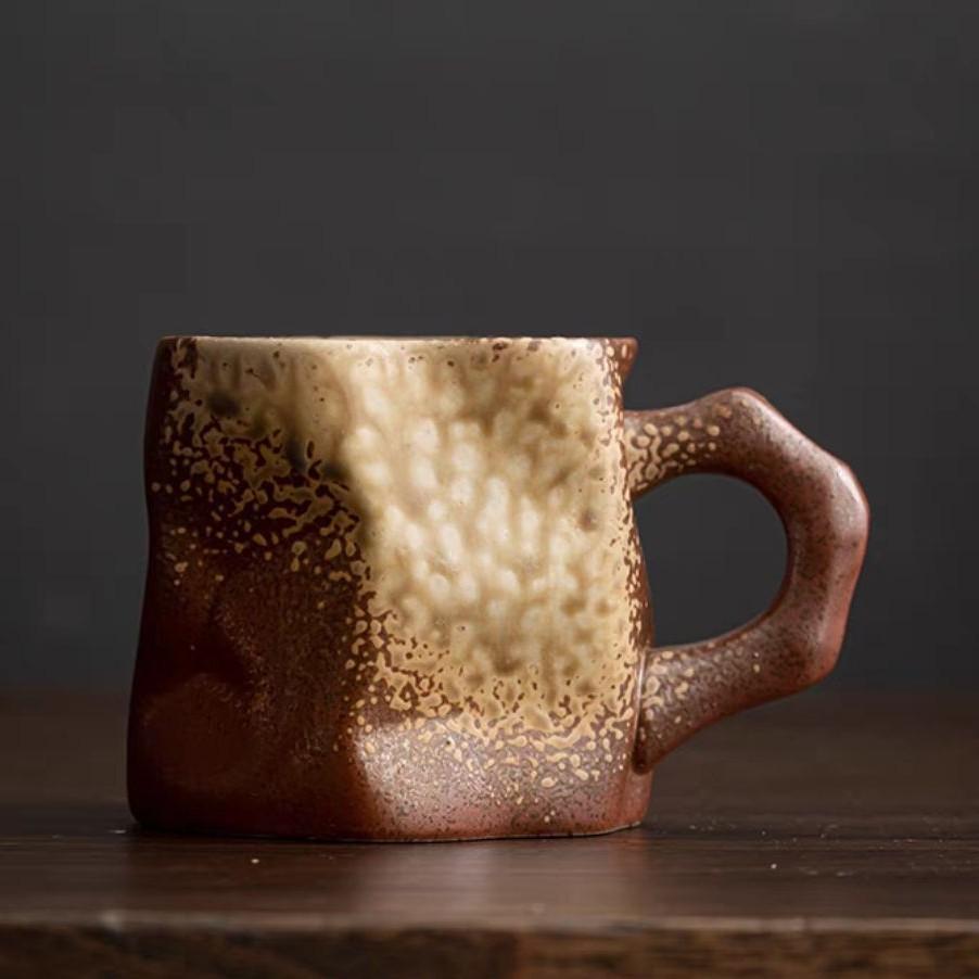 Coarse Pottery Water Cup Irregular Cup Ceramic Cup Special-Shaped Coffee Cup Home Silent Wind Home Retro Mug