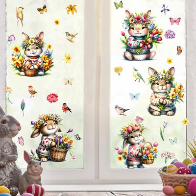 Décoration murale en forme d'œuf de Pâques, lapin, flocon de neige, autocollant pour réfrigérateur, décoration de chambre