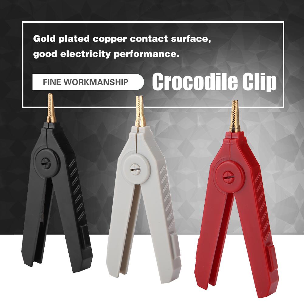 P2004 3Pcs Copper Gold Plated Alligator Clip LCR Kelvin Test Clip 20A