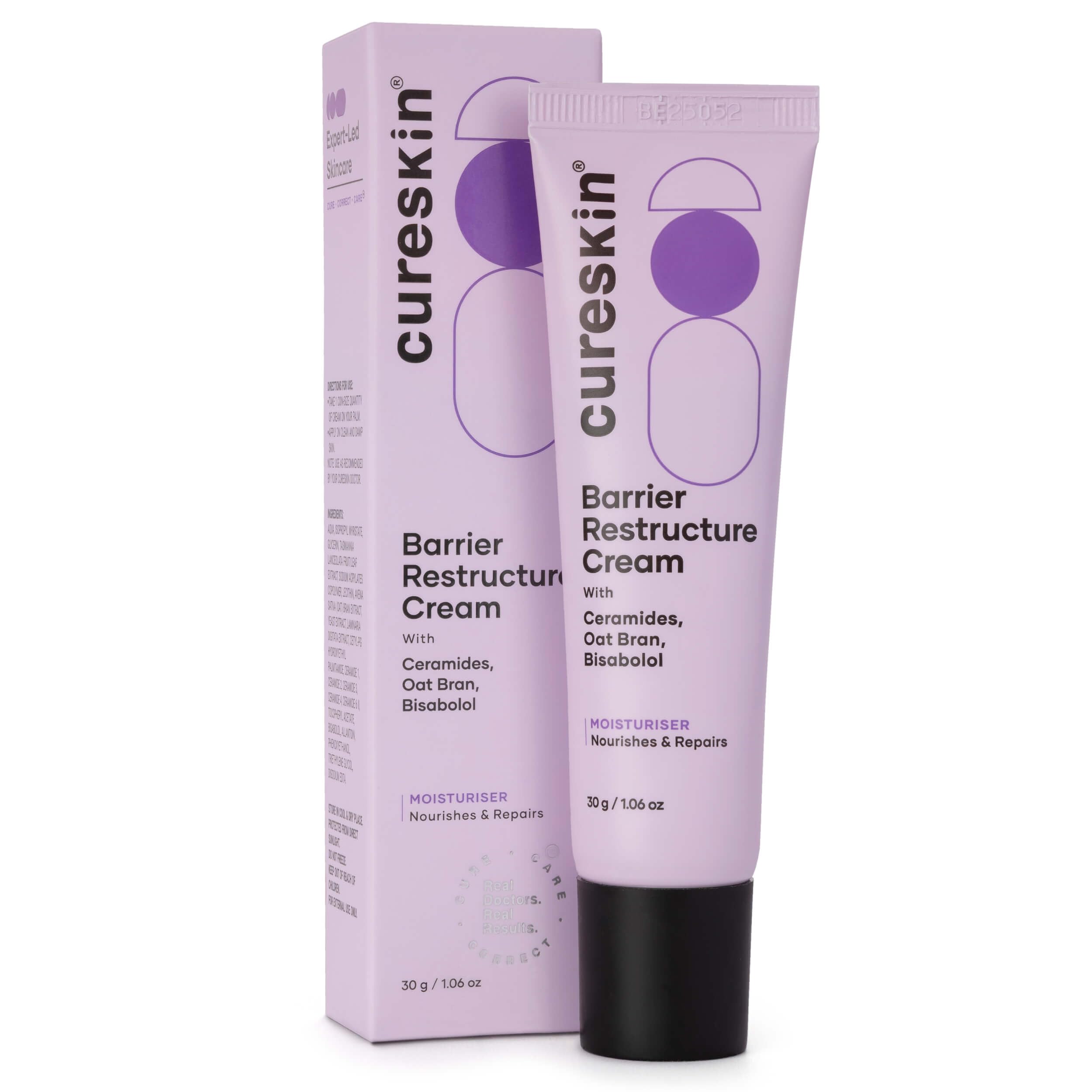Крем для восстановления барьера кожи Cureskin с керамидами, экстрактом овсяных отрубей и бисабололом | Интенсивное увлажнение и восстановление кожного барьера | Увлажняющий крем для сухой и чувствительной кожи