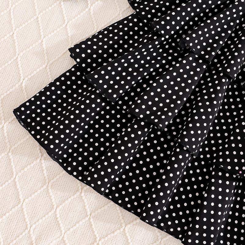 Europäische Und Amerikanische Kinderkleidung Neuer Sommerstil Für Mädchen Koreanische Mode Gepunktetes Neckholder-Kleid Taillenbetonendes Schichtkleid