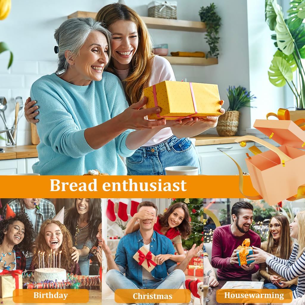 Wood Bread Bow Cutter Serrated Bagel Slicer Stainless Steel Sourdough Bread Slicer with Bamboo Handle Portable Bread Cutter Tool