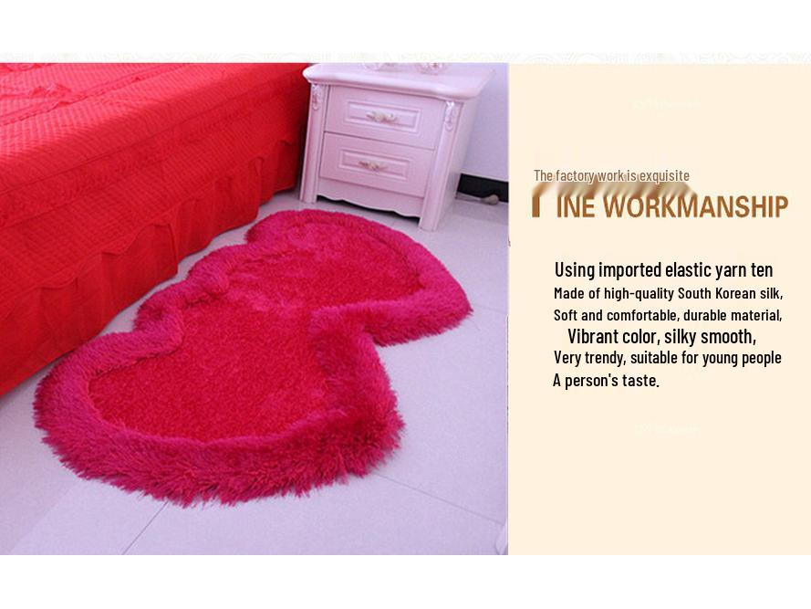 Red Heart-Shaped Non-Slip Wedding Room Floor Mat for Bedroom