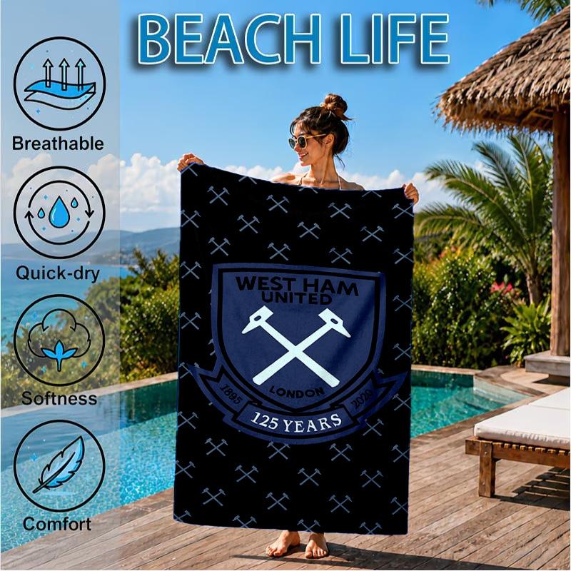 West Football Printed Microfiber Beach Towel, Soft And Absorbent, Quick-Dry, Ideal for Summer Travel, Beach Essential, Swimming Pool