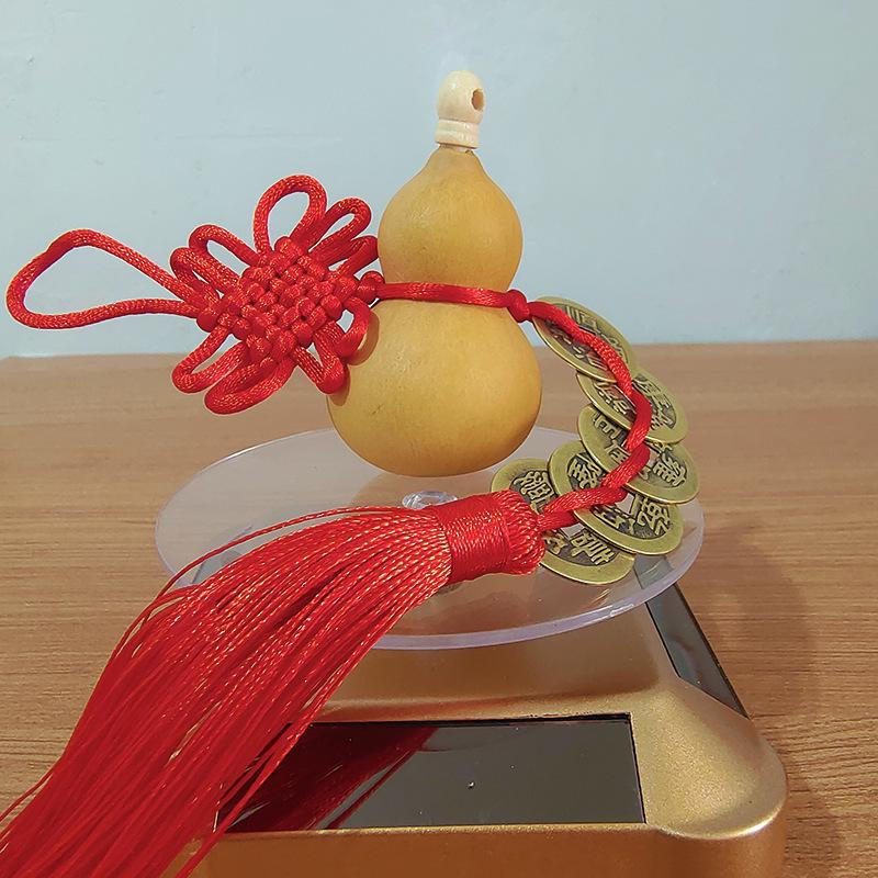 Natural Gourd Five Emperors Coin Pendant with Chinese Knot