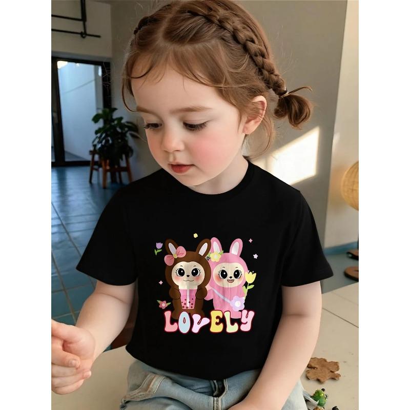 Tailles européennes T-shirt à manches courtes pour filles, doux et confortable pour un usage quotidien, adapté pour la maison, l'extérieur et les activités sportives, confortable et respirant