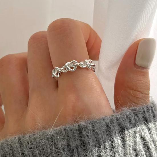Thumb Ring Hollow Heart Shape Adjustable Opening Design Finger Ring Stainless Steel Finger Band Versatile Jewelry Gift