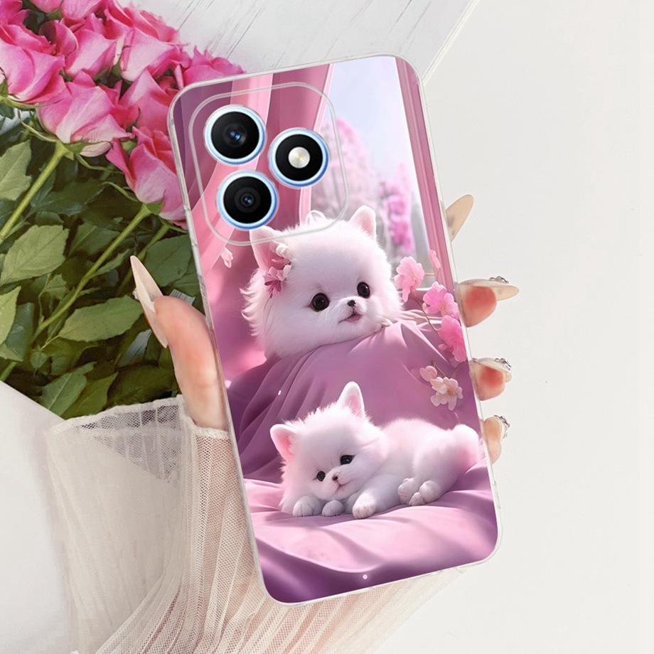 For Honor X8D 4G 2025 Phone Case Soft Transparent Silicone Back Cover Butterfly Dragon Cat Floral Painting Bumper Funda