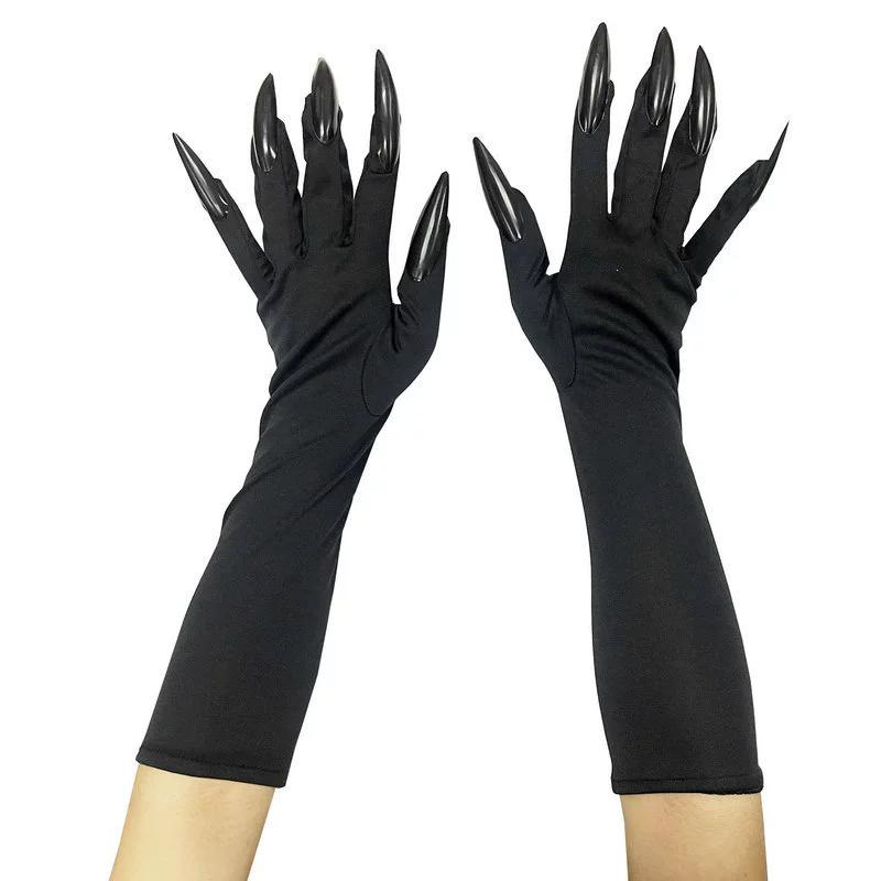 Fashionable Red Long Nail Ghost Claw Gloves Cool Halloween Costume Accessory Cosplay Party Props