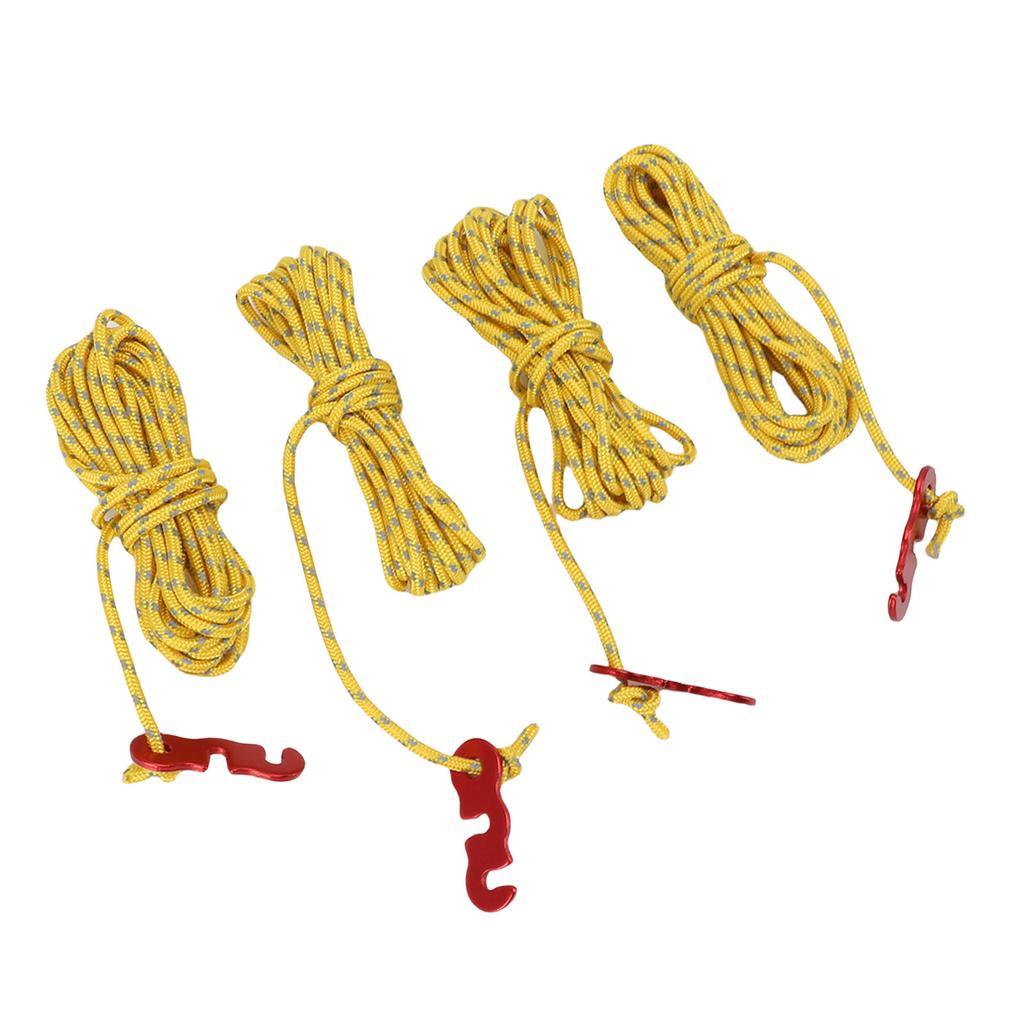 4Pcs Outdoor Camping Rope 9.8ft Nylon Wind Proof Reflective Strip Adjustable Length Tent Cord Tie Down Rope for Canopy