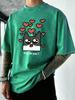 Fall In Love You Cat Pattern Washed TShirts Men Cotton Casual T Shirt Summer Gym Short Sleeve Crewneck Loose Man Clothing