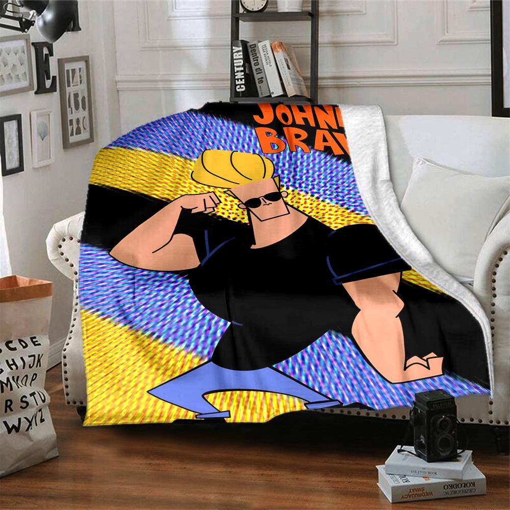 Johnny Bravo Theme Printed Blanket - Perfect for Couch, Bed, Travel & Outdoor Use | Machine Washable, Cozy & Durable.