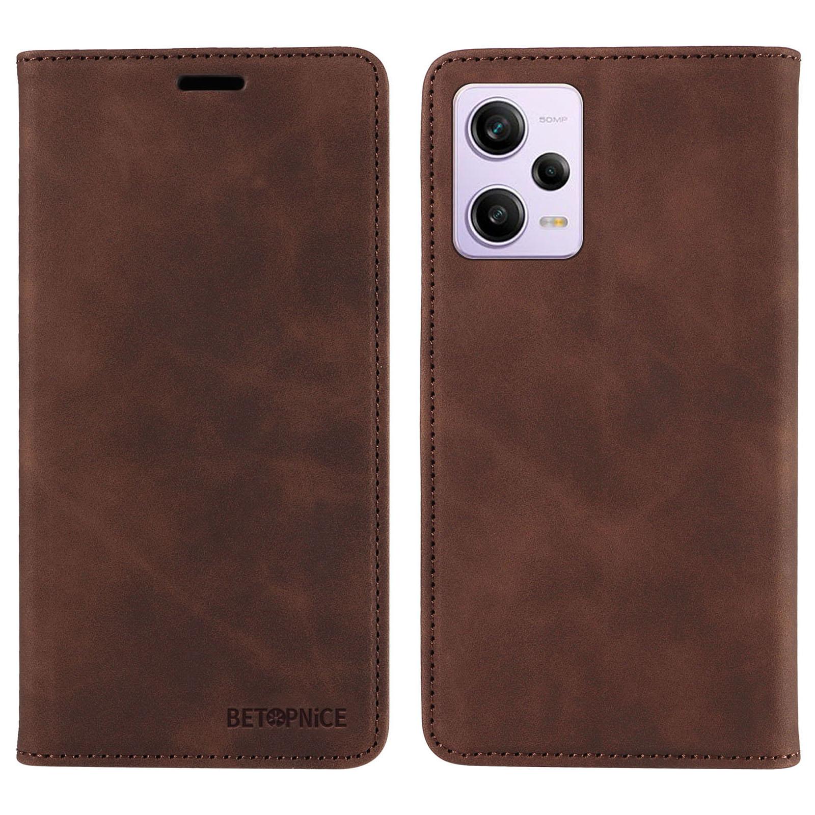 

BETOPNICE 003 For Xiaomi Redmi Note 12 Pro+ 5G/Note 12 Explorer 5G Wallet Leather Case RFID Blocking Phone Cover Brown