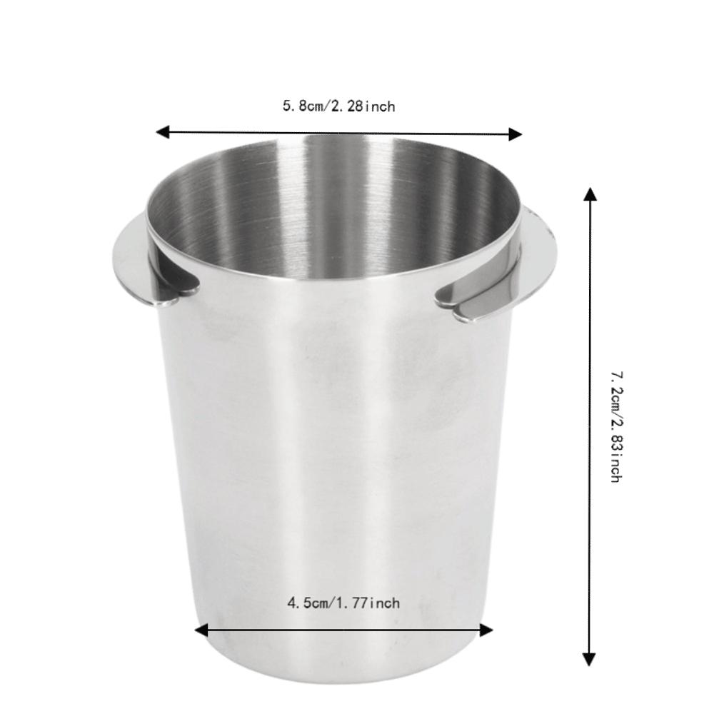 Smooth Surface Espresso Dosing Cup Silver Coffee Measuring Cup Espresso Powder Transfer