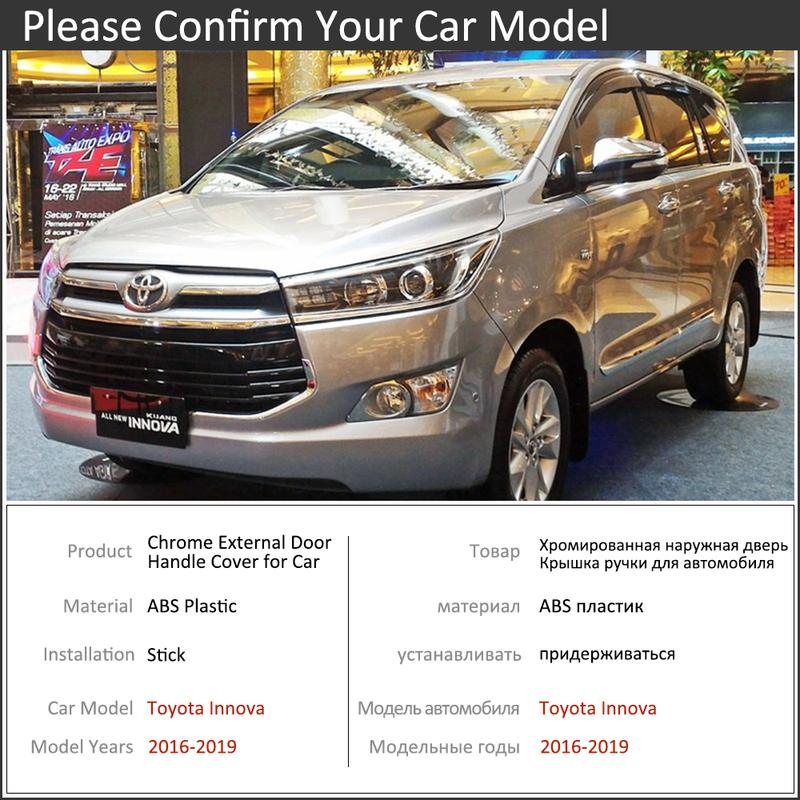 

Chrome Car Door Handle Cover for Toyota Innova AN140 2016~ Luxury Coverings Trim Set Exterior Car Accessories 2017 2018