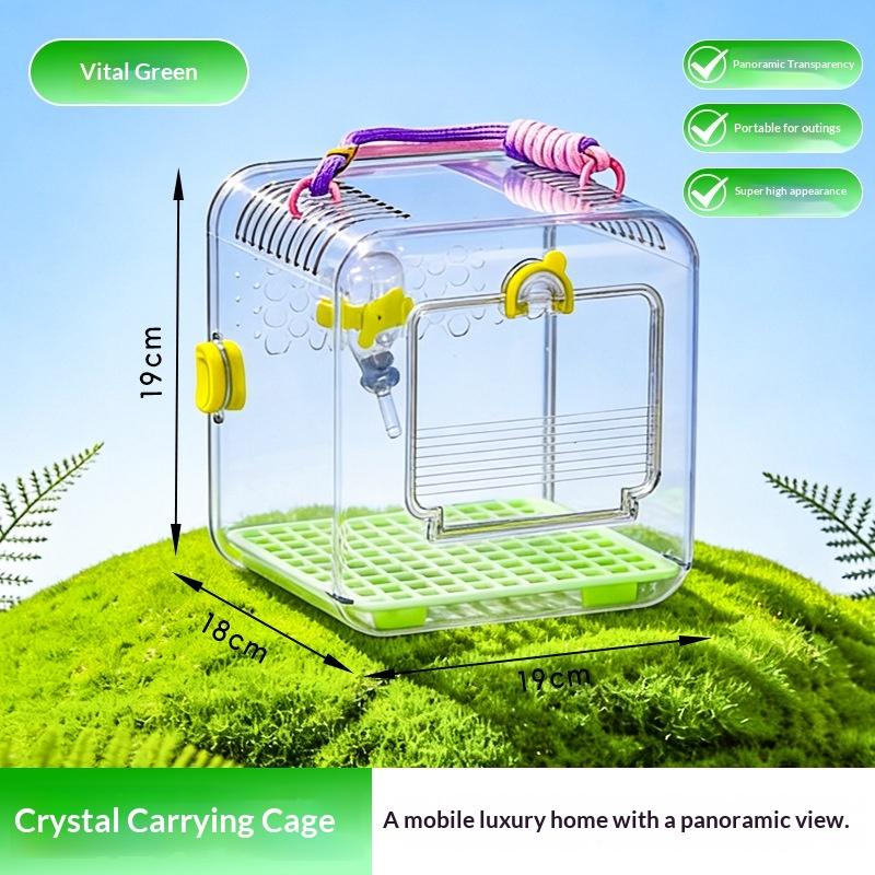 Lightweight Portable Bird Travel Cage Transparent Easy Clean Parrot Carrier for Parakeet Vet Transportation