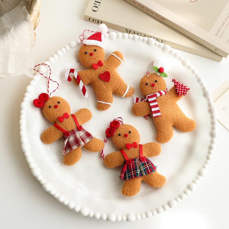 1/3/6Pcs Christmas Fuzzy Gingerbread Man Doll Xmas Tree Pendants  Year Kids Gift Hanging Ornaments Christmas Decorations For
