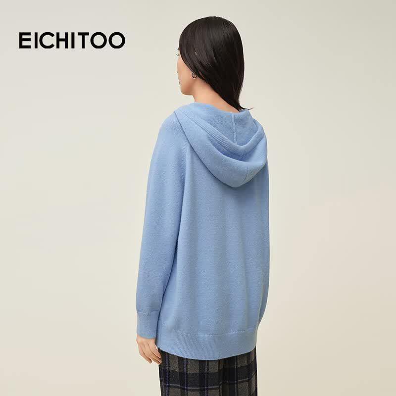 EICHITOO Casual Color-Block Hooded Knit Sweater