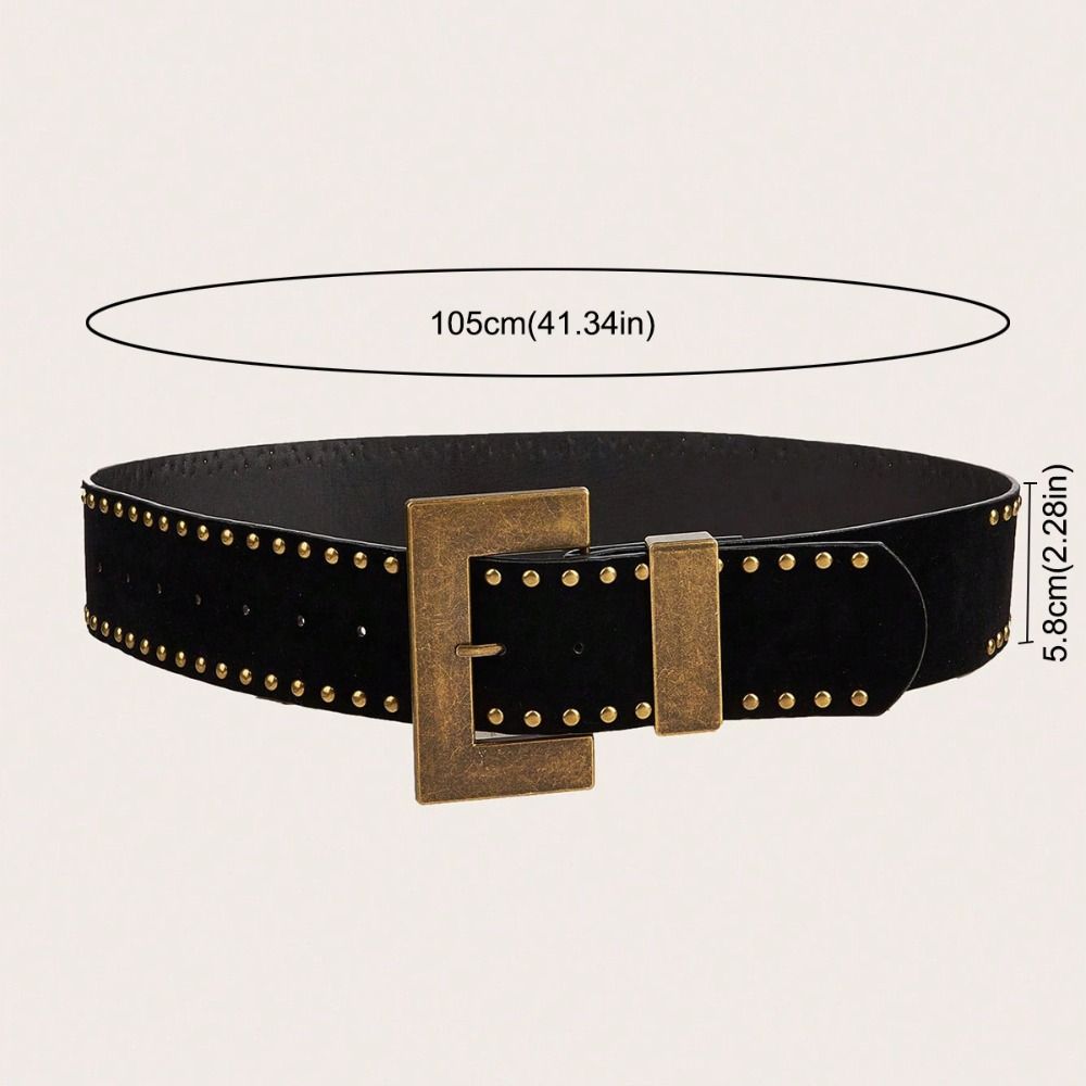 Luxury Design Rivet Waist Belt Pin Buckle Ultra-wide Waistband Women Coat Skirt Decoration
