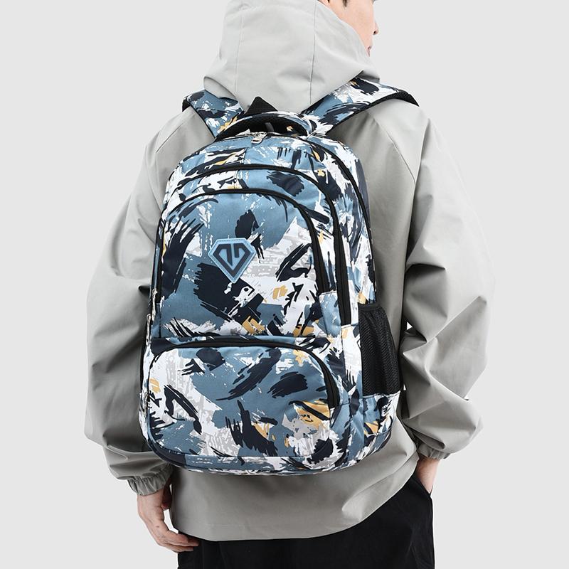 Print Backpack for Men and Women Large Capacity School Travel Bag with Multiple Pockets