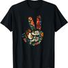 Elegante Silhouette Wildblumen Florales Peace-Zeichen Hand T-Shirt(48)