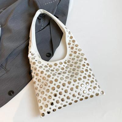 Retro Small Rivets PU Leather Shoulder Bag for Women 2025 New Punk Style Handbags and Purses Females Hobo Underarm Bags